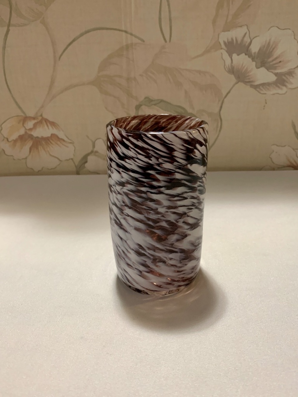 End-of-Day Thick Mouth Blown Art Glass Amethyst Spatter Tumbler 5.25" x 3"